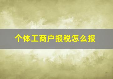 个体工商户报税怎么报