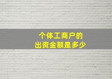 个体工商户的出资金额是多少