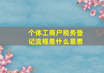 个体工商户税务登记流程是什么意思