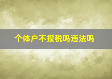 个体户不报税吗违法吗