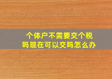 个体户不需要交个税吗现在可以交吗怎么办