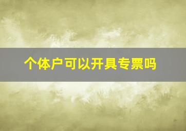 个体户可以开具专票吗