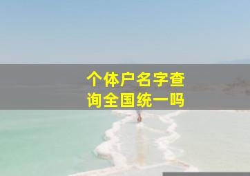 个体户名字查询全国统一吗