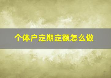 个体户定期定额怎么做