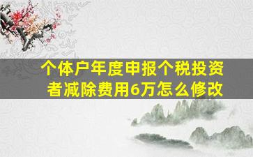 个体户年度申报个税投资者减除费用6万怎么修改