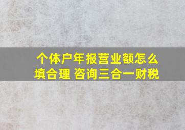 个体户年报营业额怎么填合理 咨询三合一财税