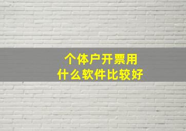 个体户开票用什么软件比较好