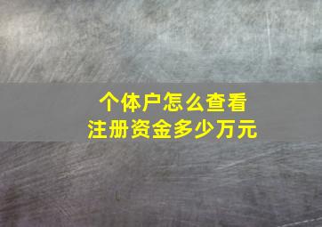 个体户怎么查看注册资金多少万元