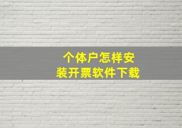 个体户怎样安装开票软件下载