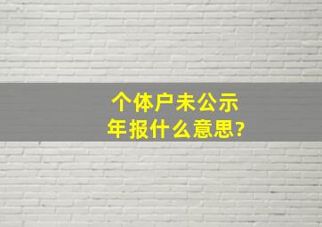 个体户未公示年报什么意思?