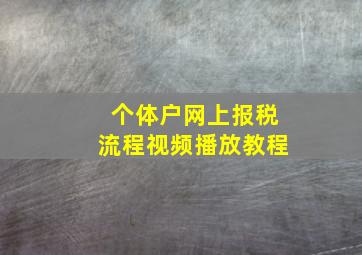 个体户网上报税流程视频播放教程