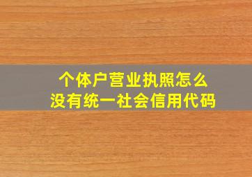 个体户营业执照怎么没有统一社会信用代码