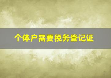 个体户需要税务登记证