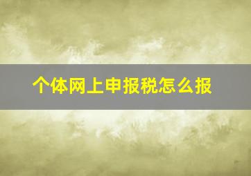 个体网上申报税怎么报