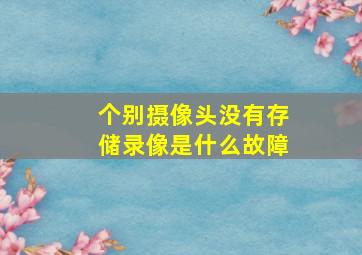 个别摄像头没有存储录像是什么故障