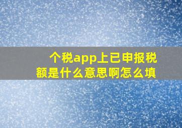 个税app上已申报税额是什么意思啊怎么填