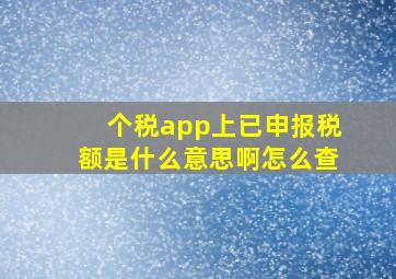 个税app上已申报税额是什么意思啊怎么查