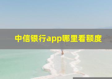 中信银行app哪里看额度