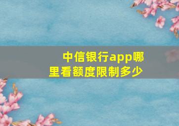 中信银行app哪里看额度限制多少