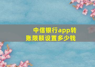 中信银行app转账限额设置多少钱