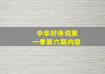 中华好诗词第一季第六期内容