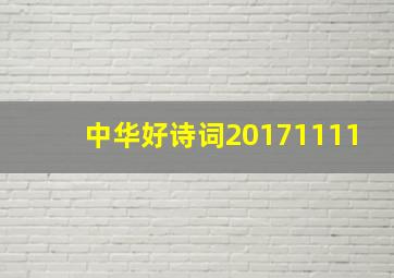 中华好诗词20171111