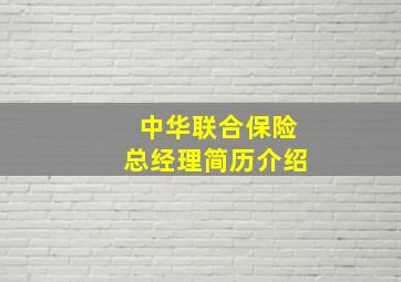 中华联合保险总经理简历介绍