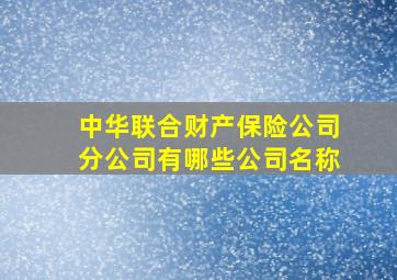 中华联合财产保险公司分公司有哪些公司名称