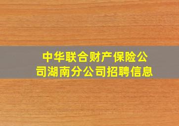 中华联合财产保险公司湖南分公司招聘信息