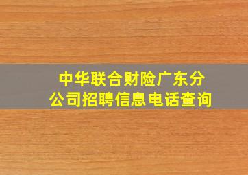 中华联合财险广东分公司招聘信息电话查询