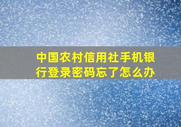 中国农村信用社手机银行登录密码忘了怎么办