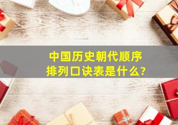 中国历史朝代顺序排列口诀表是什么?