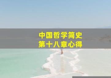 中国哲学简史第十八章心得