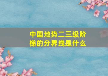 中国地势二三级阶梯的分界线是什么