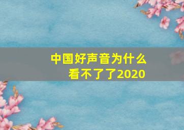 中国好声音为什么看不了了2020