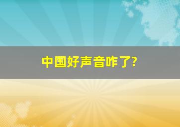 中国好声音咋了?