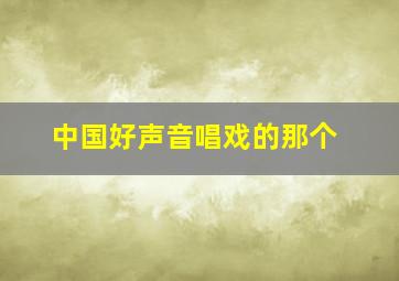 中国好声音唱戏的那个