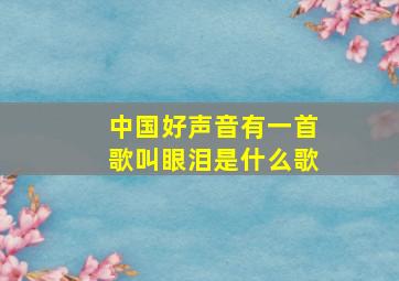 中国好声音有一首歌叫眼泪是什么歌