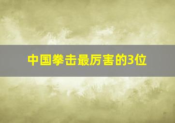 中国拳击最厉害的3位