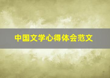 中国文学心得体会范文