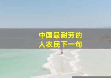 中国最耐劳的人农民下一句