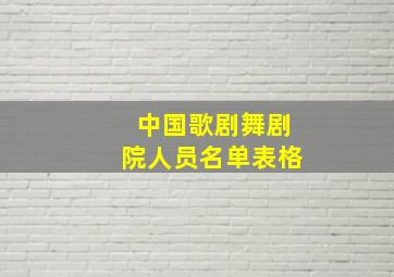 中国歌剧舞剧院人员名单表格