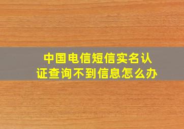 中国电信短信实名认证查询不到信息怎么办