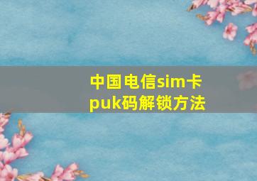 中国电信sim卡puk码解锁方法