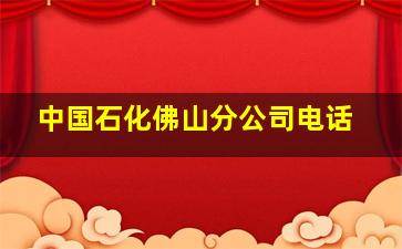 中国石化佛山分公司电话