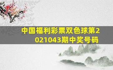 中国福利彩票双色球第2021043期中奖号码