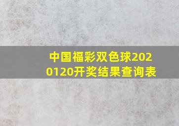 中国福彩双色球2020120开奖结果查询表