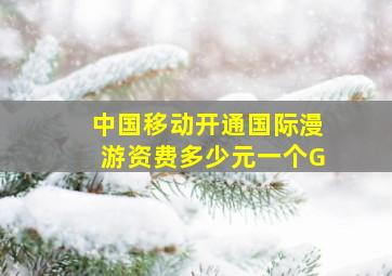 中国移动开通国际漫游资费多少元一个G