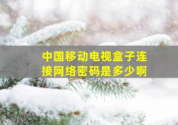 中国移动电视盒子连接网络密码是多少啊