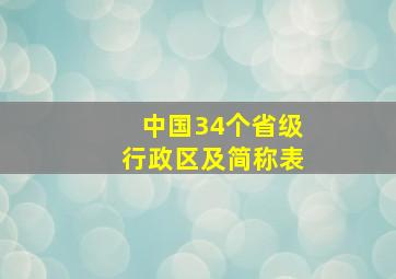 中国34个省级行政区及简称表